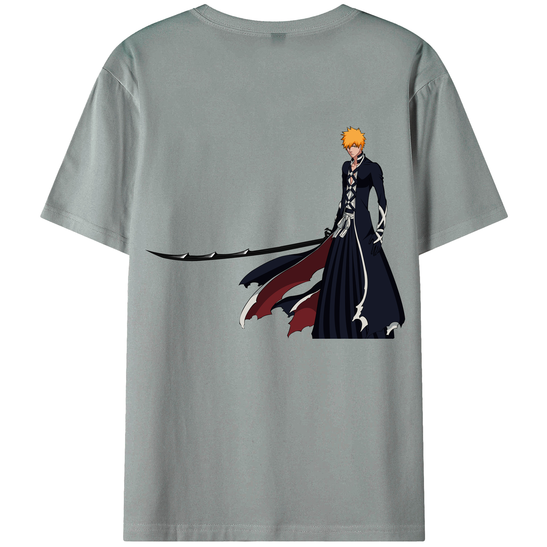 （画像用） ブリーチ 黒崎一護（くろさき いちご）BLEACH Kurosaki Ichigo 綿100％ メンズ半袖Tシャツ（バックプリント） 通気性